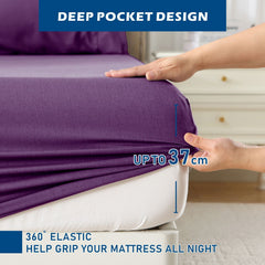 4 Piece Hotel Bamboo Cooling Sheet Set -Ultra Soft 2000TC Breathable Bed Sheets Set with 37 Centimetre Deep Pocket-Cooling Sh