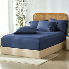 3 Piece Hotel Bamboo Cooling Fitted Sheet Set & Pillowcase -Ultra Soft 2000TC Breathable Fitted Bed Sheets Set with 37 Centim