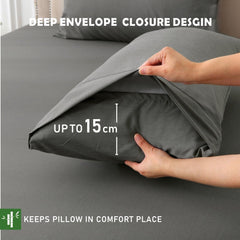 2 Piece Hotel Bamboo Cooling Fitted Sheet Set & Pillowcase -Ultra Soft 2000TC Breathable Fitted Bed Sheets Set with 37 Centim
