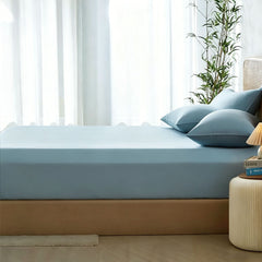 3 Piece Hotel Bamboo Cooling Fitted Sheet Set & Pillowcase -Ultra Soft 2000TC Breathable Fitted Bed Sheets Set with 37 Centim