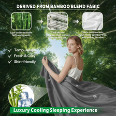3 Piece Hotel Bamboo Cooling Sheet Set -Ultra Soft 2000TC Breathable Bed Sheets Set with 37 Centimetre Deep Pocket-Cooling Sh