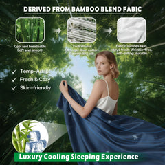 3 Piece Hotel Bamboo Cooling Sheet Set -Ultra Soft 2000TC Breathable Bed Sheets Set with 37 Centimetre Deep Pocket-Cooling Sh