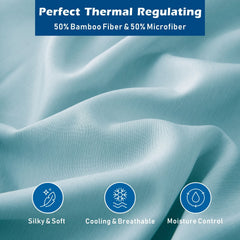3 Piece Hotel Bamboo Cooling Sheet Set -Ultra Soft 2000TC Breathable Bed Sheets Set with 37 Centimetre Deep Pocket-Cooling Sh