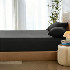 3 Piece Hotel Bamboo Cooling Fitted Sheet Set & Pillowcase -Ultra Soft 2000TC Breathable Fitted Bed Sheets Set with 37 Centim
