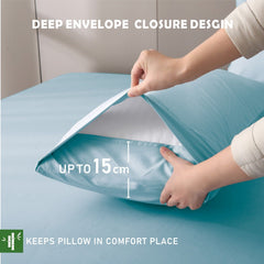 3 Piece Hotel Bamboo Cooling Fitted Sheet Set & Pillowcase -Ultra Soft 2000TC Breathable Fitted Bed Sheets Set with 37 Centim