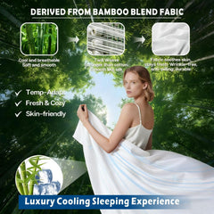 4 Piece Hotel Bamboo Cooling Sheet Set -Ultra Soft 2000TC Breathable Bed Sheets Set with 37 Centimetre Deep Pocket-Cooling Sh
