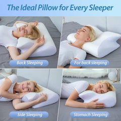 Cervical Neck Pillow for Neck Pain Relief, 2 in 1 Ergonomic Orthopedic Bed Pillow for Sleeping, Memory Foam Pillows for Side,