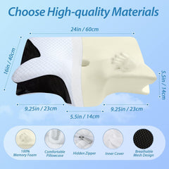 Cervical Neck Pillow for Neck Pain Relief, 2 in 1 Ergonomic Orthopedic Bed Pillow for Sleeping, Memory Foam Pillows for Side,