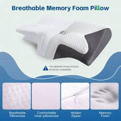 Cervical Neck Pillow for Neck Pain Relief, 2 in 1 Ergonomic Orthopedic Bed Pillow for Sleeping, Memory Foam Pillows for Side,