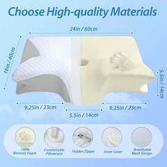 Cervical Neck Pillow for Neck Pain Relief, 2 in 1 Ergonomic Orthopedic Bed Pillow for Sleeping, Memory Foam Pillows for Side,