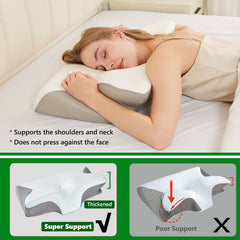 Cervical Neck Pillow for Neck Pain Relief, 2 in 1 Ergonomic Orthopedic Bed Pillow for Sleeping, Memory Foam Pillows for Side,