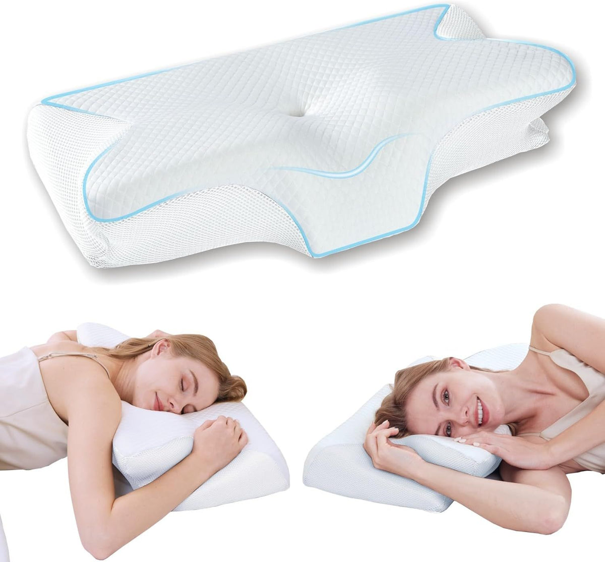 Bamboo Cervical Pillow for Neck and Shoulder Pain Relief Ergonomic Bed Pillow, Cooling Ergonomic Memory Foam Pillow Butterfly
