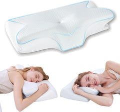 Bamboo Cervical Pillow for Neck and Shoulder Pain Relief Ergonomic Bed Pillow, Cooling Ergonomic Memory Foam Pillow Butterfly