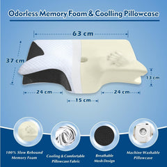 Bamboo Cervical Pillow for Neck and Shoulder Pain Relief Ergonomic Bed Pillow, Cooling Ergonomic Memory Foam Pillow Butterfly