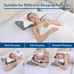 Bamboo Cervical Pillow for Neck and Shoulder Pain Relief Ergonomic Bed Pillow, Cooling Ergonomic Memory Foam Pillow Butterfly