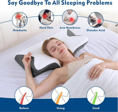Bamboo Cervical Pillow for Neck and Shoulder Pain Relief Ergonomic Bed Pillow, Cooling Ergonomic Memory Foam Pillow Butterfly