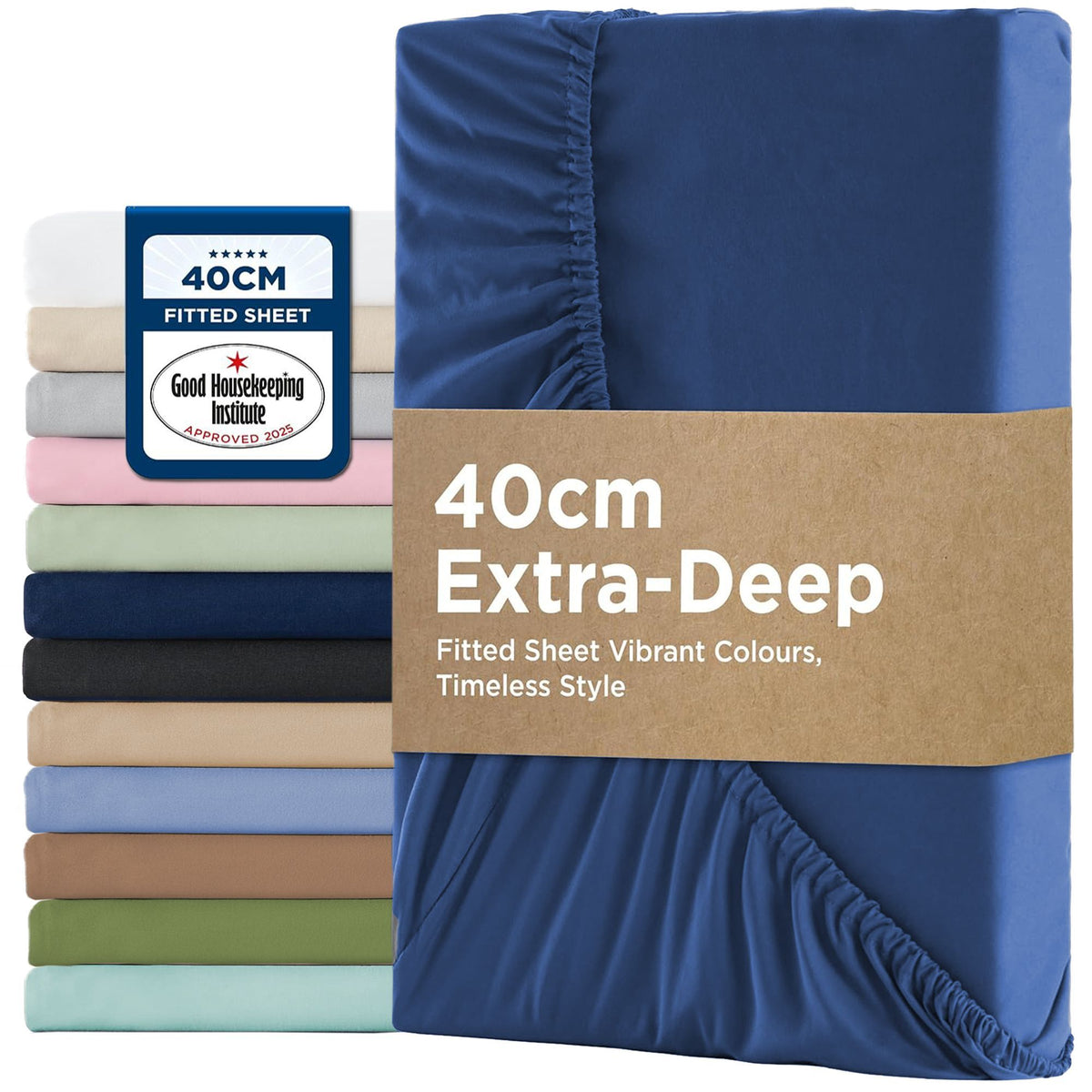 2000TC Hotel Quality Fitted Sheets - 2 Piece Fitted Sheets  -Breathable Bedding - Wrinkle, Fade, Stain Resistant- 16inch/40cm