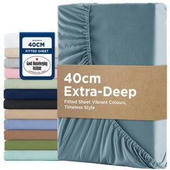2000TC Hotel Quality Fitted Sheets - 2 Piece Fitted Sheets  -Breathable Bedding - Wrinkle, Fade, Stain Resistant- 16inch/40cm