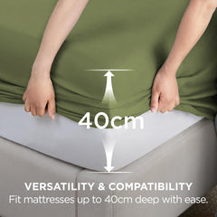 2000TC Hotel Quality Fitted Sheets - 2 Piece Fitted Sheets  -Breathable Bedding - Wrinkle, Fade, Stain Resistant- 16inch/40cm