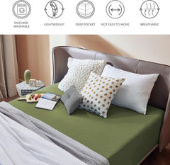 2000TC Hotel Quality Fitted Sheets - 2 Piece Fitted Sheets  -Breathable Bedding - Wrinkle, Fade, Stain Resistant- 16inch/40cm