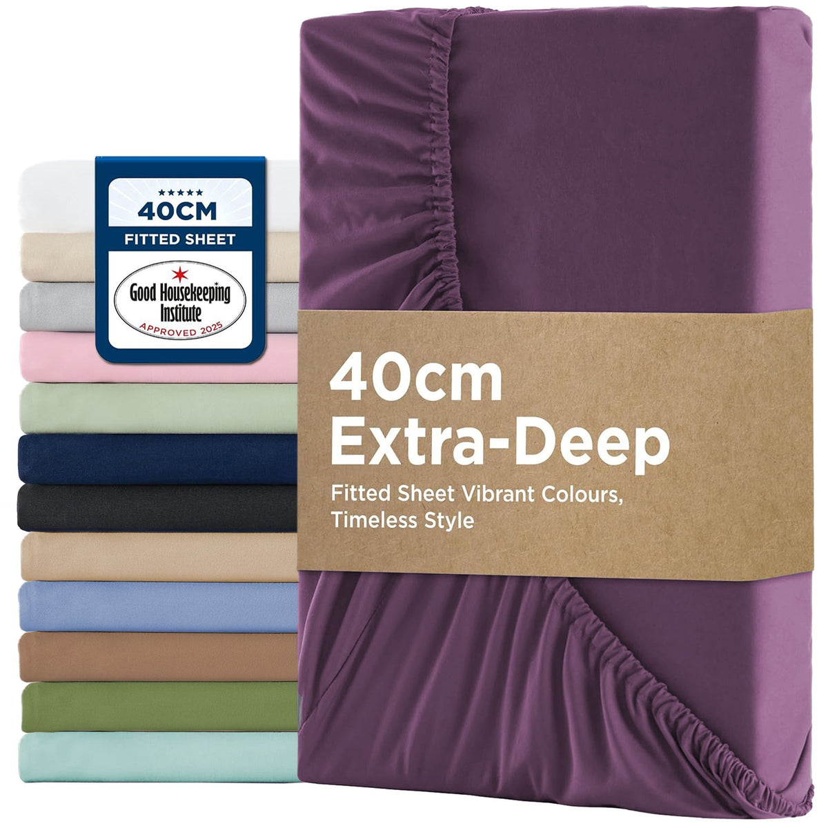 2000TC Hotel Quality Fitted Sheets - 2 Piece Fitted Sheets  -Breathable Bedding - Wrinkle, Fade, Stain Resistant- 16inch/40cm