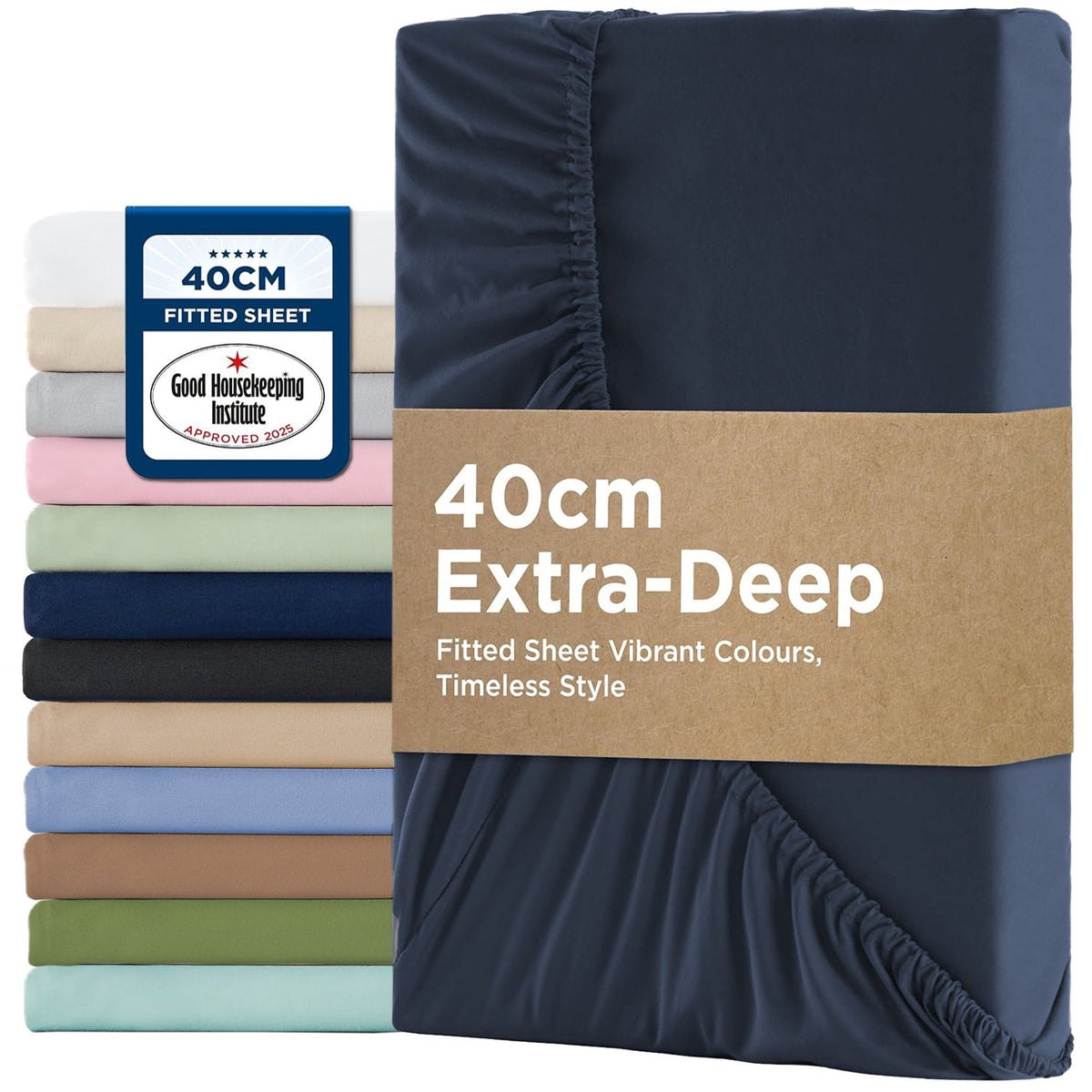 2000TC Hotel Quality Fitted Sheets - 2 Piece Fitted Sheets  -Breathable Bedding - Wrinkle, Fade, Stain Resistant- 16inch/40cm