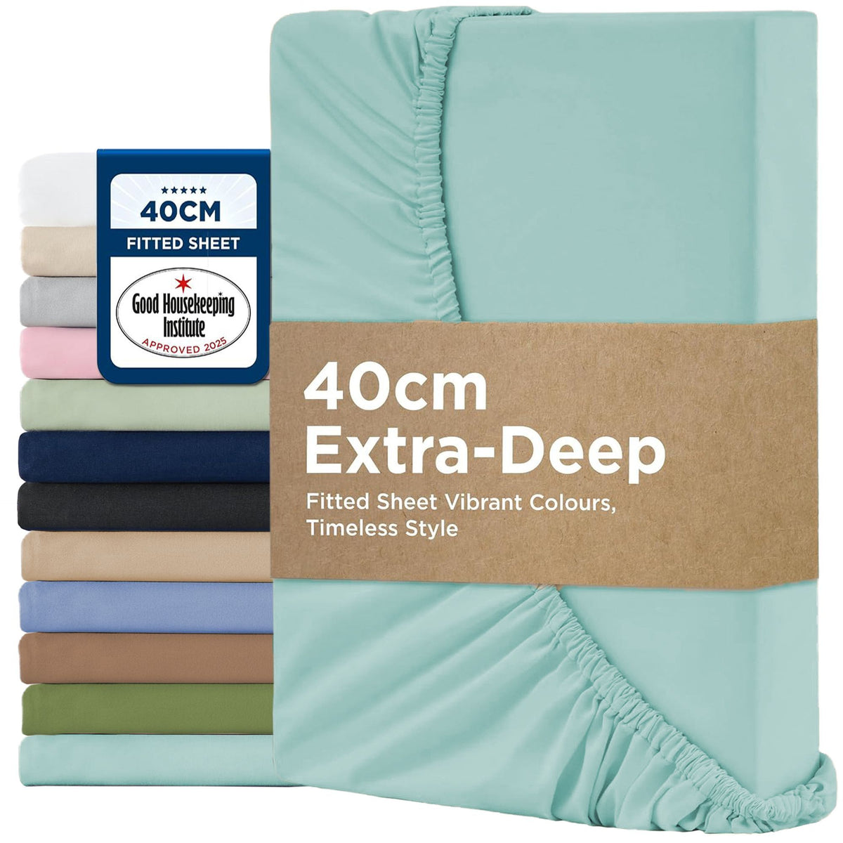 2000TC Hotel Quality Fitted Sheets - 2 Piece Fitted Sheets  -Breathable Bedding - Wrinkle, Fade, Stain Resistant- 16inch/40cm