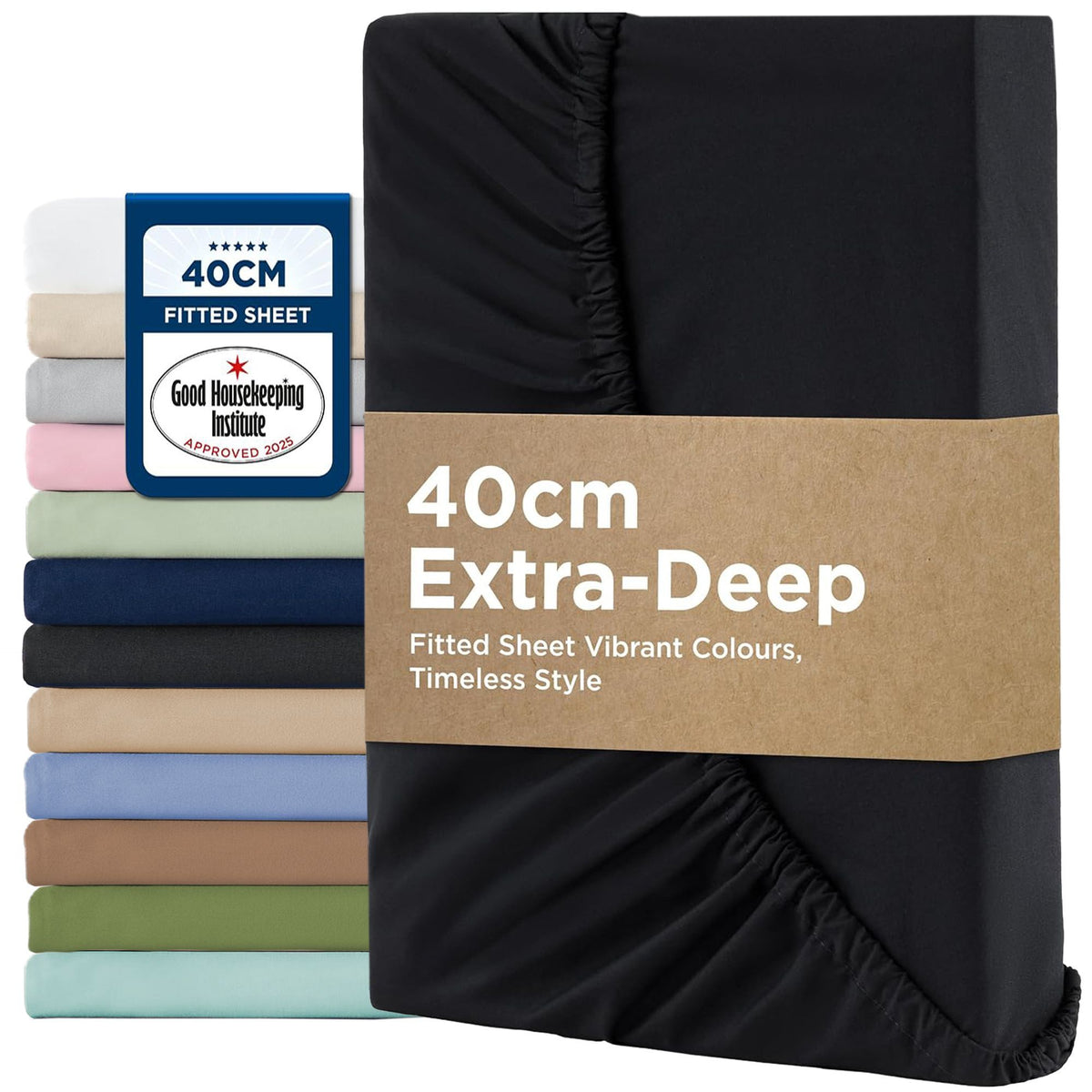 2000TC Hotel Quality Fitted Sheets - 2 Piece Fitted Sheets  -Breathable Bedding - Wrinkle, Fade, Stain Resistant- 16inch/40cm
