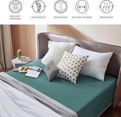 2000TC Hotel Quality Fitted Sheets - 2 Piece Fitted Sheets  -Breathable Bedding - Wrinkle, Fade, Stain Resistant- 16inch/40cm