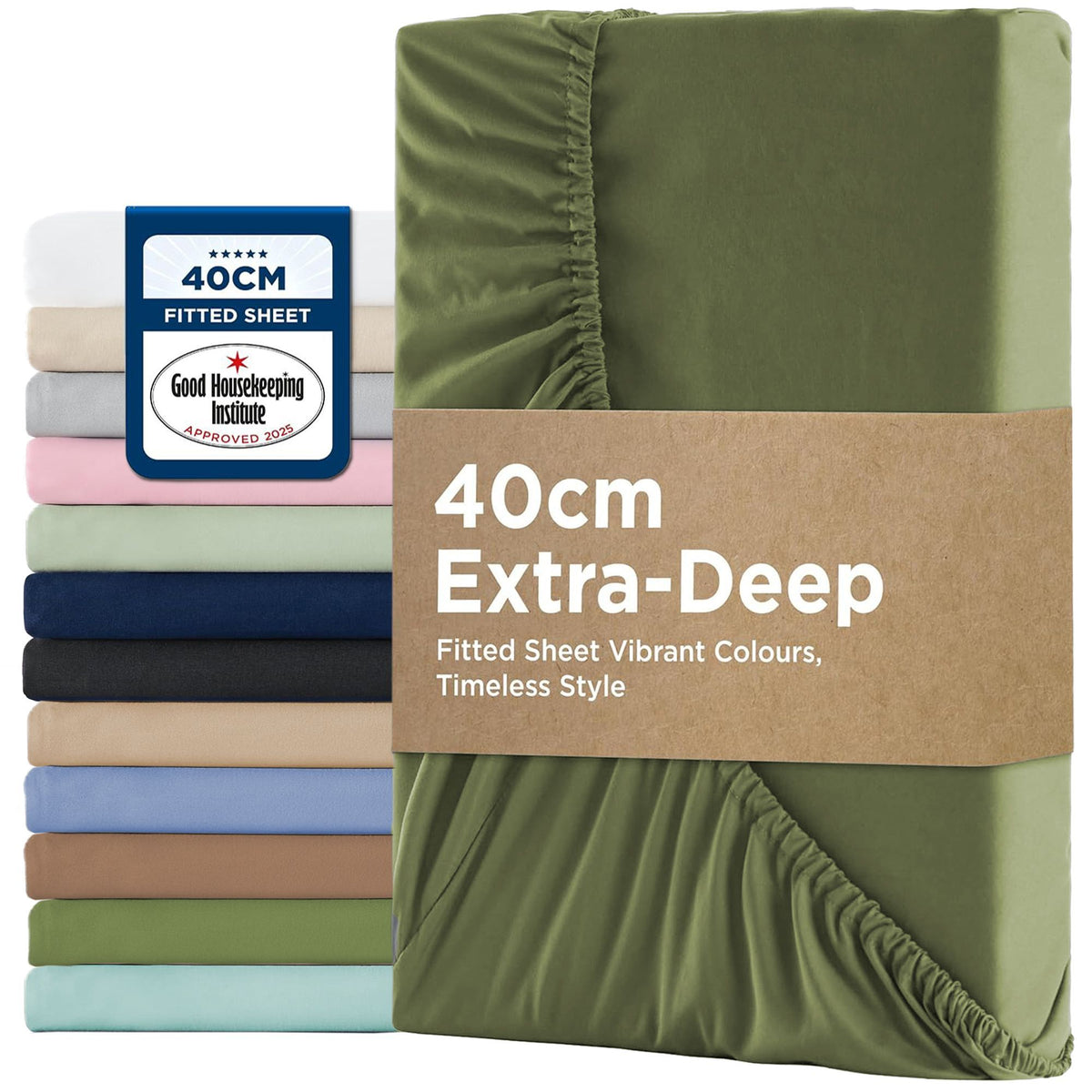 2000TC Hotel Quality Fitted Sheets - 2 Piece Fitted Sheets  -Breathable Bedding - Wrinkle, Fade, Stain Resistant- 16inch/40cm