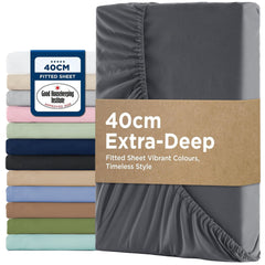 2000TC Hotel Quality Fitted Sheets - 2 Piece Fitted Sheets  -Breathable Bedding - Wrinkle, Fade, Stain Resistant- 16inch/40cm