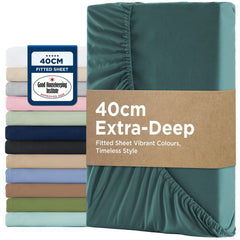 2000TC Hotel Quality Fitted Sheets - 2 Piece Fitted Sheets  -Breathable Bedding - Wrinkle, Fade, Stain Resistant- 16inch/40cm