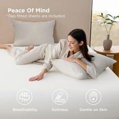 2000TC Hotel Quality Fitted Sheets - 2 Piece Fitted Sheets  -Breathable Bedding - Wrinkle, Fade, Stain Resistant- 16inch/40cm