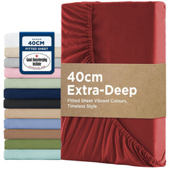 2000TC Hotel Quality Fitted Sheets - 2 Piece Fitted Sheets  -Breathable Bedding - Wrinkle, Fade, Stain Resistant- 16inch/40cm