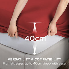 2000TC Hotel Quality Fitted Sheets - 2 Piece Fitted Sheets  -Breathable Bedding - Wrinkle, Fade, Stain Resistant- 16inch/40cm