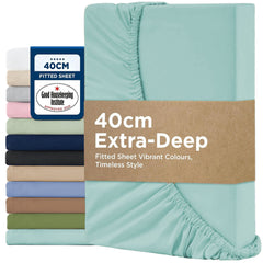 2000TC Hotel Quality Fitted Sheets - 2 Piece Fitted Sheets  -Breathable Bedding - Wrinkle, Fade, Stain Resistant- 16inch/40cm