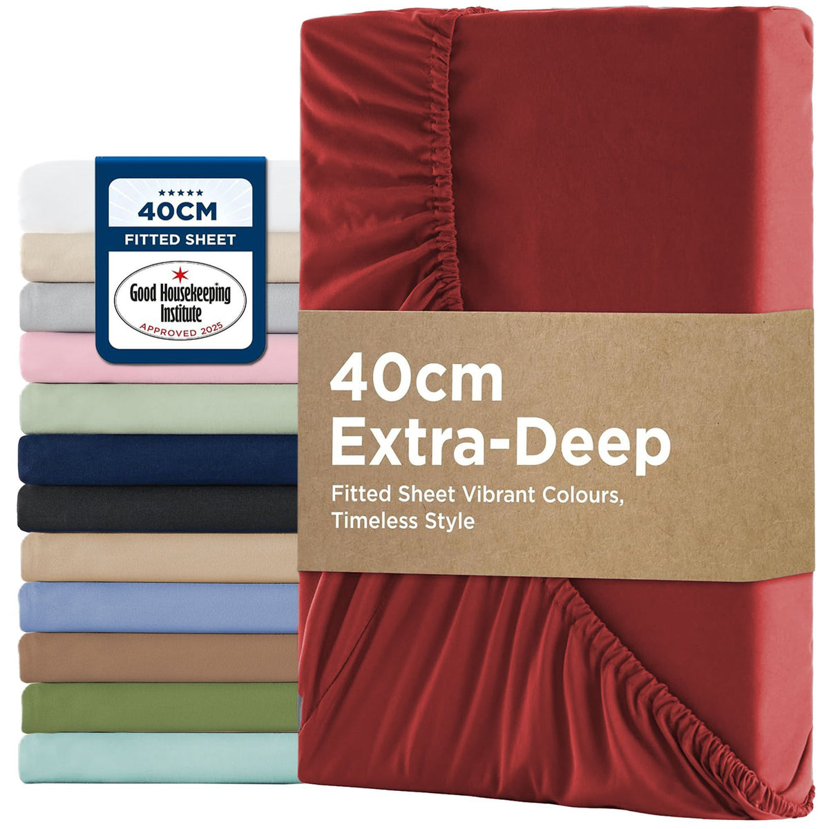 2000TC Hotel Quality Fitted Sheets - 2 Piece Fitted Sheets  -Breathable Bedding - Wrinkle, Fade, Stain Resistant- 16inch/40cm