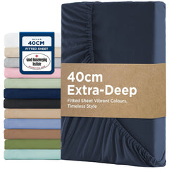 2000TC Hotel Quality Fitted Sheets - 2 Piece Fitted Sheets  -Breathable Bedding - Wrinkle, Fade, Stain Resistant- 16inch/40cm
