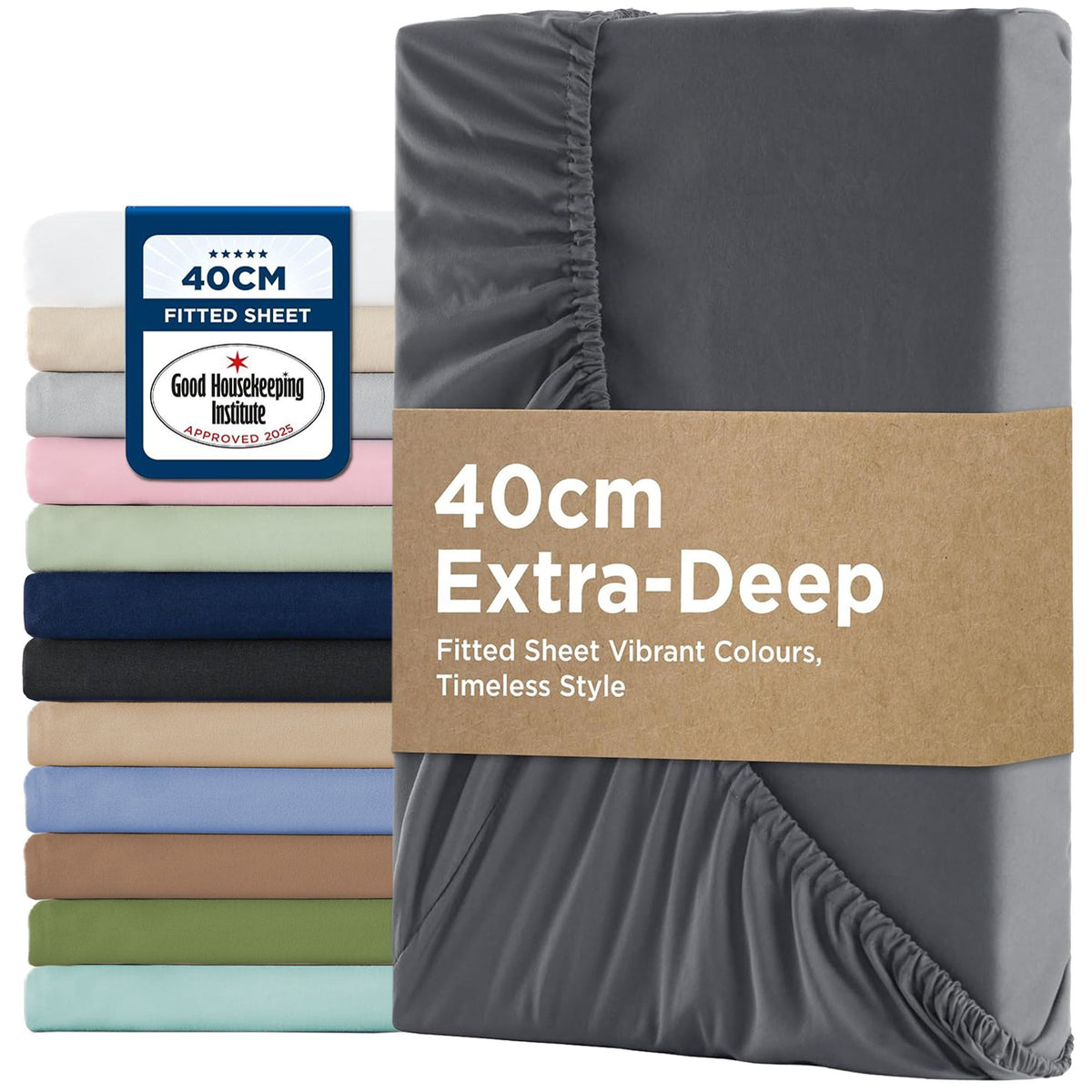 2000TC Hotel Quality Fitted Sheets - 2 Piece Fitted Sheets  -Breathable Bedding - Wrinkle, Fade, Stain Resistant- 16inch/40cm