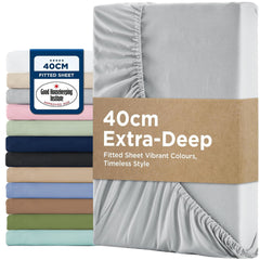 2000TC Hotel Quality Fitted Sheets - 2 Piece Fitted Sheets  -Breathable Bedding - Wrinkle, Fade, Stain Resistant- 16inch/40cm