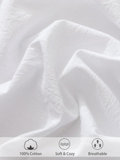 100% Cotton Fitted Sheet - Super Soft 40cm Deep Pocket Bottom Sheets - White Elastic Sheet（Double,White)