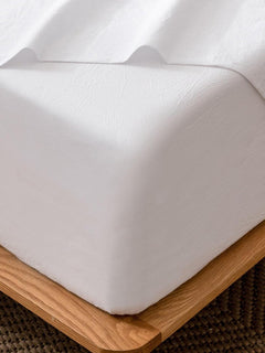 100% Cotton Fitted Sheet - Super Soft 40cm Deep Pocket Bottom Sheets - White Elastic Sheet（King,White)