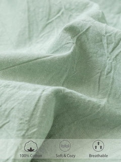 100% Cotton Fitted Sheet - Super Soft 40cm Deep Pocket Bottom Sheets - White Elastic Sheet（King,Green beans)