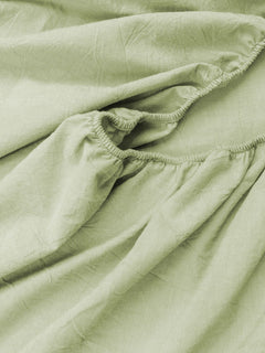 100% Cotton Fitted Sheet - Super Soft 40cm Deep Pocket Bottom Sheets - White Elastic Sheet（Queen,Green beans)