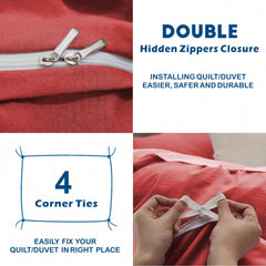 Hotel Soft Microfiber Duvet Cover Set-2000TC Quilt Cover Set & Pillowcases -1 Donna Cover Zipper Closure & 1 x Pillowcases-Br