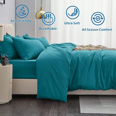Hotel Soft Microfiber Duvet Cover Set-2000TC Quilt Cover Set & Pillowcases -1 Donna Cover Zipper Closure & 1 x Pillowcases-Br