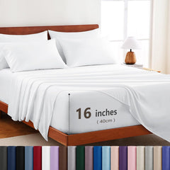Hotel Soft Bed Sheet Set- Bedding Sheets & Pillowcases -Breathable Bedding - Wrinkle, Fade, Stain Resistant-Deep Pocket Flat 