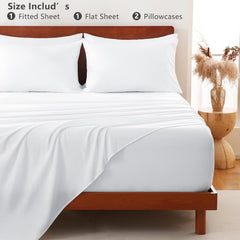Hotel Soft Bed Sheet Set- Bedding Sheets & Pillowcases -Breathable Bedding - Wrinkle, Fade, Stain Resistant-Deep Pocket Flat 