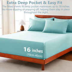Hotel Soft Bed Sheet Set- Bedding Sheets & Pillowcases -Breathable Bedding - Wrinkle, Fade, Stain Resistant-Deep Pocket Flat 