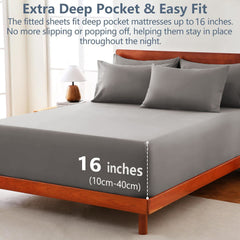 Hotel Soft Bed Sheet Set- Bedding Sheets & Pillowcases -Breathable Bedding - Wrinkle, Fade, Stain Resistant-Deep Pocket Flat 